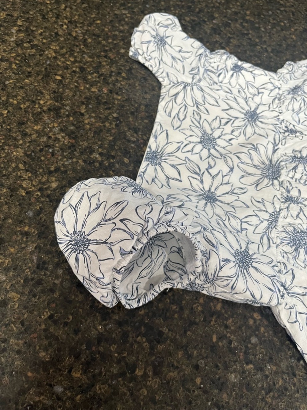 Joie SET White Blue Cotton Floral Print Peasant Little Girls Shirt Top Shorts - Picture 5 of 12